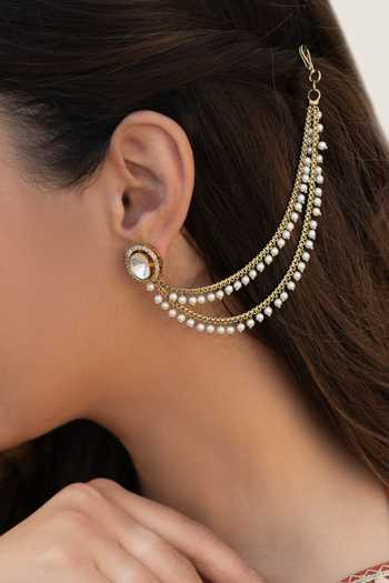Buy_Do Taara_White Pearls Embellished Pair Of Kaan Chain _Online_at_Aza_Fashions