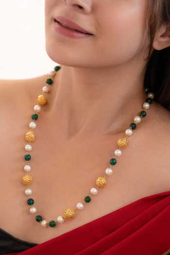 Buy_Do Taara_Multi Color Pearl Embellished Necklace _at_Aza_Fashions