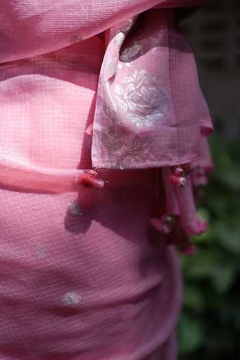 Shop_Five Point Five_Pink Gayatri Saree With Running Blouse _Online_at_Aza_Fashions