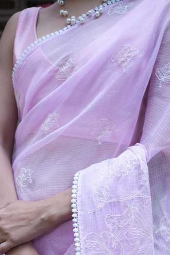Buy_Five Point Five_Pink Doriya Nalini Embroidered Saree With Running Blouse _Online_at_Aza_Fashions