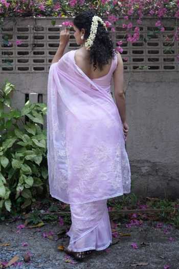 Shop_Five Point Five_Pink Doriya Nalini Embroidered Saree With Running Blouse _at_Aza_Fashions
