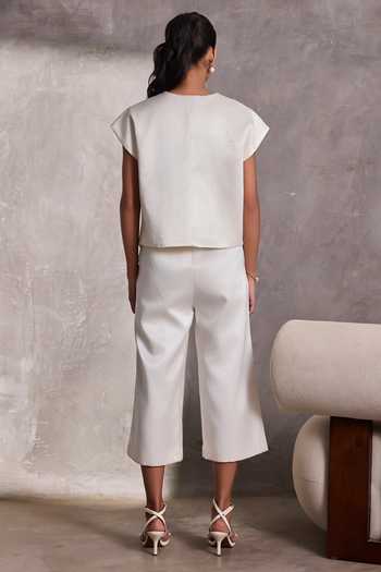 Shop_Tara And I_Ivory Silk Gajji Gaucho Pant _at_Aza_Fashions