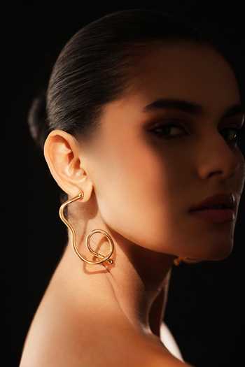 Varnika Arora_Gold Plated Big Drift Hoop Earrings _Online_at_Aza_Fashions