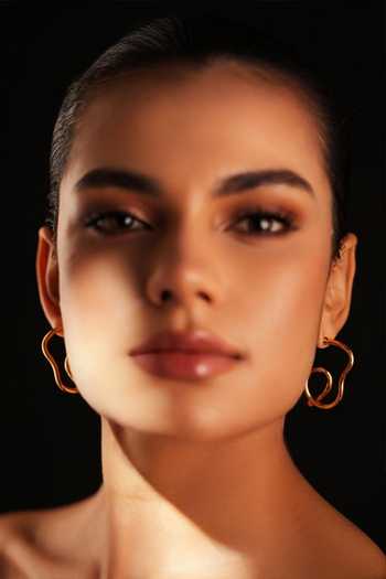 Buy_Varnika Arora_Gold Plated Small Drift Hoop Earrings _at_Aza_Fashions
