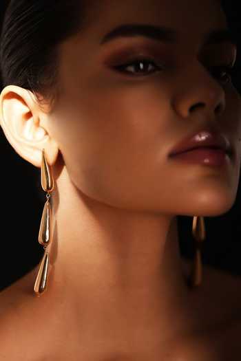Buy_Varnika Arora_Gold Plated Dewdrift Tier Drop Earrings _Online_at_Aza_Fashions