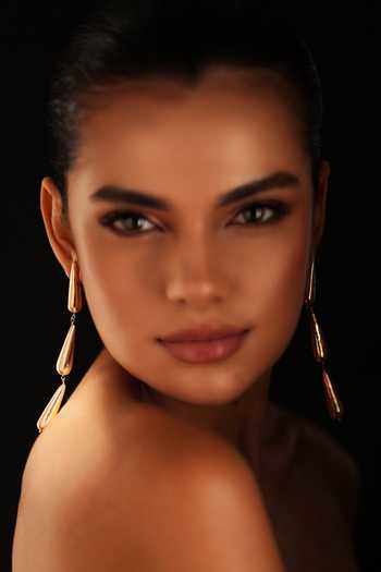 Varnika Arora_Gold Plated Dewdrift Tier Drop Earrings _at_Aza_Fashions