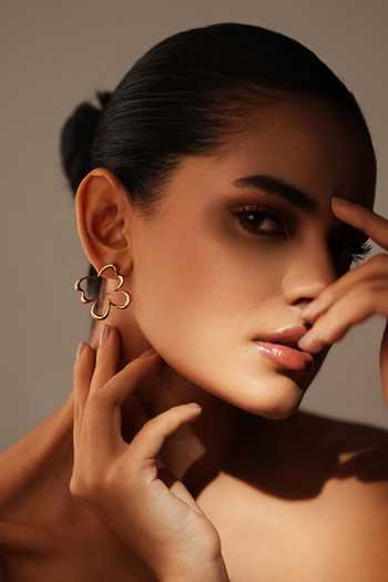 Buy_Varnika Arora_Gold Plated Flutter Hoop Earrings _at_Aza_Fashions