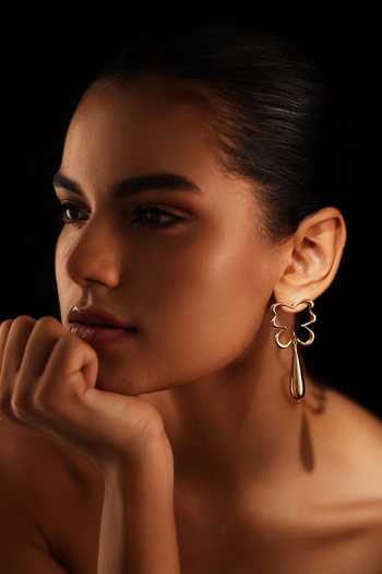 Buy_Varnika Arora_Gold Plated Bloom Tear Earrings _at_Aza_Fashions