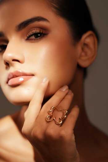 Varnika Arora_Gold Plated Morpho Ring _Online_at_Aza_Fashions