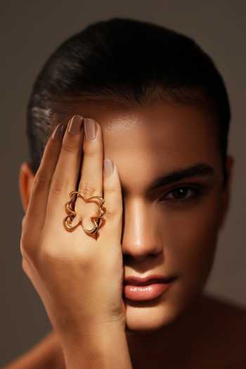 Buy_Varnika Arora_Gold Plated Morpho Ring _Online_at_Aza_Fashions