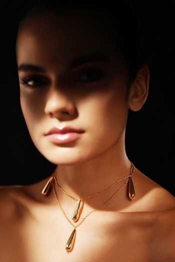 Varnika Arora_Gold Plated Dewdrop Layered Necklace _Online_at_Aza_Fashions