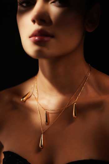 Buy_Varnika Arora_Gold Plated Dewdrop Layered Necklace 