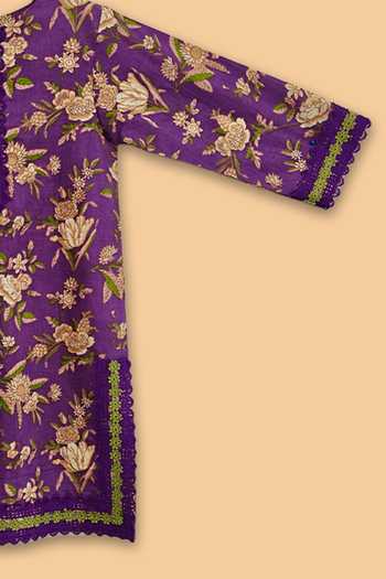 Buy_Byb Premium_Purple Cotton Hand Block Print Kurta And Pant Set _Online_at_Aza_Fashions