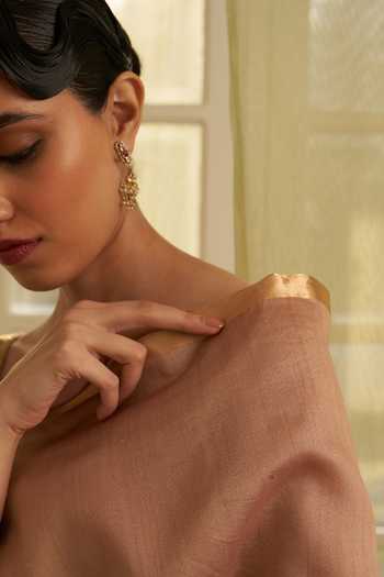 Buy_Five Point Five_Pink Tussar Amoha Woven Saree With Running Blouse _Online_at_Aza_Fashions