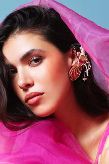 Buy_Krutiarts_Multi Color Bhagyashree Peacock Embroidered Earcuffs _Online_at_Aza_Fashions