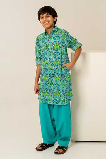 Buy_Pomcha Jaipur_Multicolor Cotton Hand Block Print Kurta Set 
