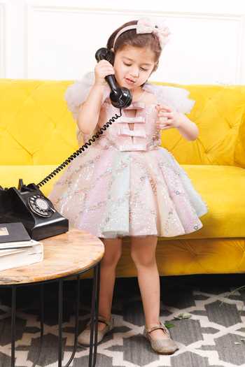 The Lush Affair_Pink Cotton, Tulle Caroline Sequin Dress _Online_at_Aza_Fashions