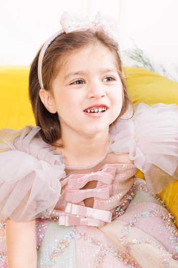 The Lush Affair_Pink Cotton, Tulle Caroline Sequin Dress _at_Aza_Fashions