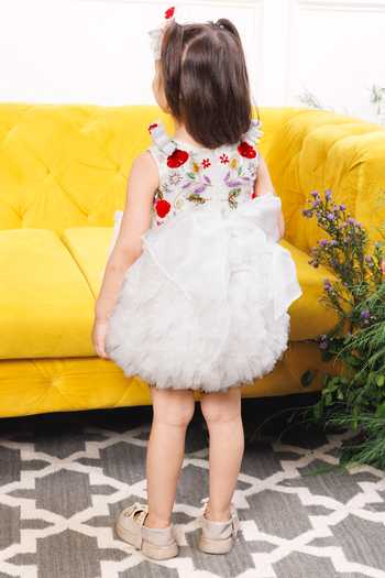 Shop_The Lush Affair_White Cotton, Organza, Net Monica Embroidered Dress _at_Aza_Fashions