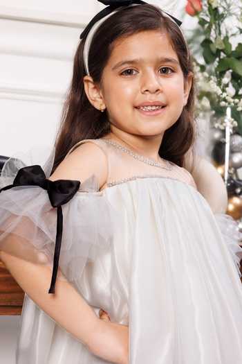 Buy_The Lush Affair_White Satin, Net Dolly Dress _Online_at_Aza_Fashions
