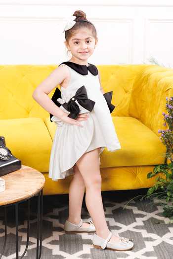 Buy_The Lush Affair_White Satin, Cotton Emily Dress _Online_at_Aza_Fashions
