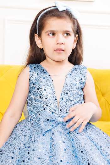 The Lush Affair_Blue Cotton, Satin, Tulle Montana Dress _at_Aza_Fashions