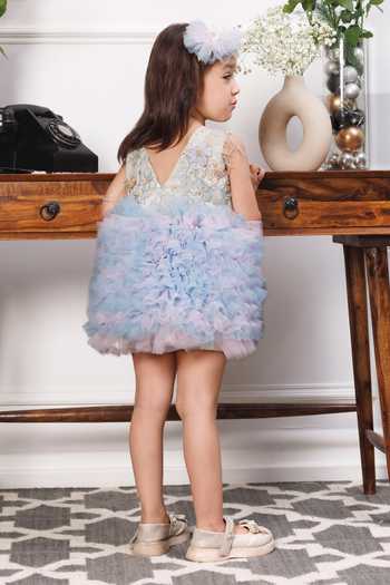 Shop_The Lush Affair_White Cotton, Satin, Tulle Aida Embroidered Dress _at_Aza_Fashions