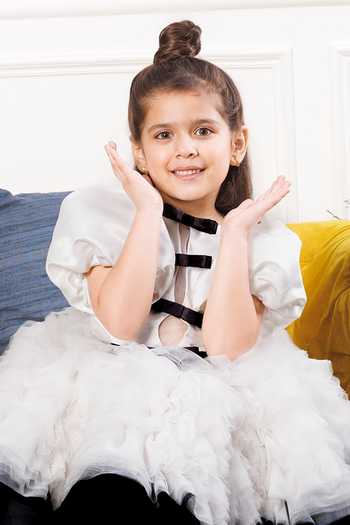 Shop_The Lush Affair_Black Cotton, Satin, Tulle Rainbow Dress _at_Aza_Fashions