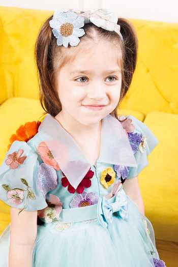 Buy_The Lush Affair_Blue Cotton, Satin, Tulle Helen Embroidered Dress 