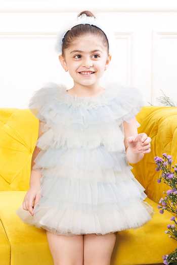 The Lush Affair_White Cotton, Satin, Tulle Nina Layered A-line Dress _Online_at_Aza_Fashions