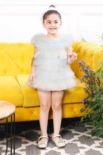 Buy_The Lush Affair_White Cotton, Satin, Tulle Nina Layered A-line Dress _at_Aza_Fashions