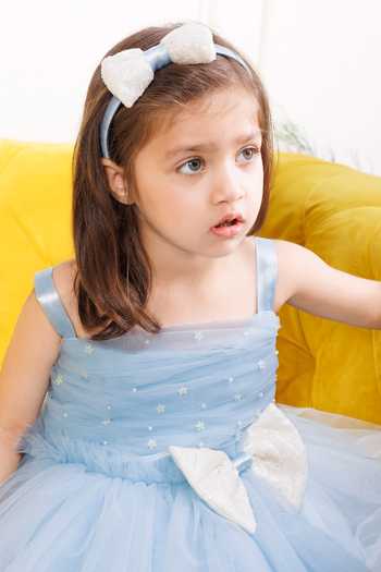 Shop_The Lush Affair_Blue Cotton, Satin, Tulle Mia Dress _Online_at_Aza_Fashions