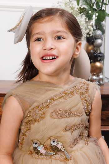 Buy_The Lush Affair_Beige Cotton, Satin, Tulle Charlotte Dress 