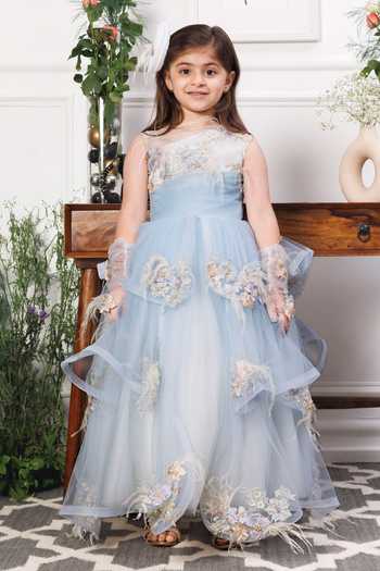 Buy_The Lush Affair_Blue Cotton, Satin, Tulle Embroidery, Beads, Pearls, Daphne Layered Gown _Online_at_Aza_Fashions