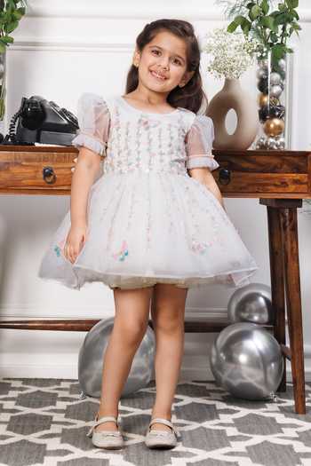 The Lush Affair_White Cotton, Organza, Satin, Tulle Phillipa Dress _at_Aza_Fashions