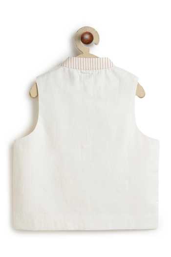 Shop_Tiber Taber_Cream Cotton Embroidery Bundi _at_Aza_Fashions