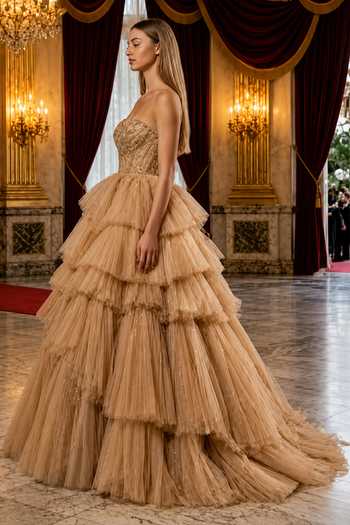 Buy_Amit GT_Peach Crepe, Tulle Stones, Crystals Sweetheart Neck Embroidered Layered Gown _Online_at_Aza_Fashions