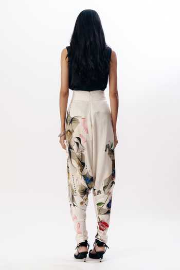 Shop_AK-OK_Multi Color Satin Printed Dhoti Pant _at_Aza_Fashions