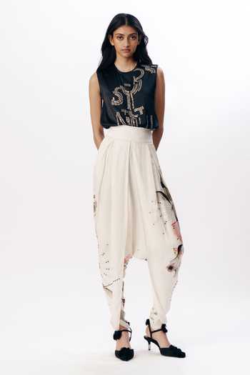 Buy_AK-OK_Multi Color Satin Printed Dhoti Pant _at_Aza_Fashions