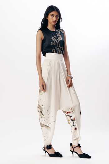 AK-OK_Multi Color Satin Printed Dhoti Pant _Online_at_Aza_Fashions