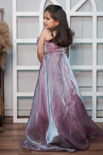 Shop_Jingle Bells_Purple Tissue Sequins, Fabric Flowers Applique Gown _at_Aza_Fashions