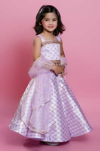 Buy_Jingle Bells_Purple Organza Zari Work Blouse Lehenga Set _Online_at_Aza_Fashions