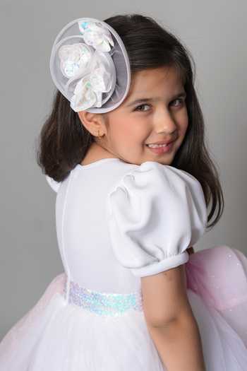 Shop_Jingle Bells_White Net 3d Floral Embroidered Dress _Online_at_Aza_Fashions
