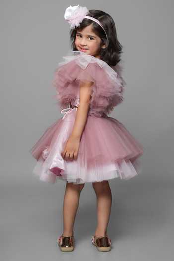 Buy_Jingle Bells_Pink Net Sequin Embroidered Top And Skirt Set _Online_at_Aza_Fashions