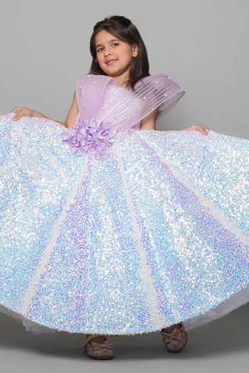 Shop_Jingle Bells_Purple Sequins, Beads, Fabric Flowers Work Gown _Online_at_Aza_Fashions