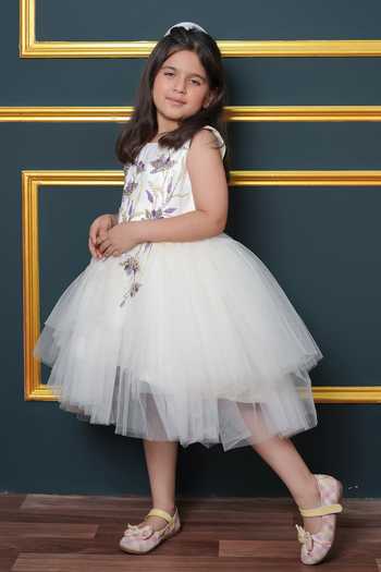 Buy_Jingle Bells_Off White Net Embroidered Dress _Online_at_Aza_Fashions
