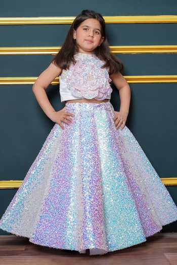 Buy_Jingle Bells_Purple Sequin Work Lehenga And Blouse Set _at_Aza_Fashions