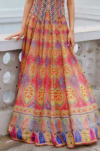 Buy_Aditi Gupta_Blue Organza Sequins, Pearls, Mirrors Sweetheart Neck Work Corset And Skirt Set _Online_at_Aza_Fashions