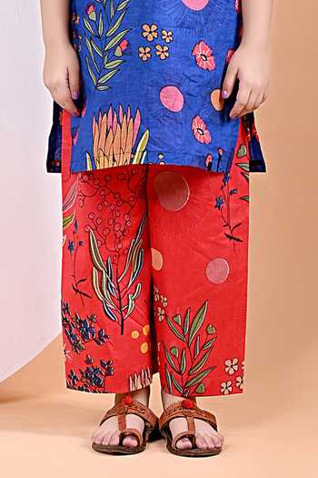 Buy_THE COTTON STAPLE_Blue Cotton Mev Print Kurta And Pant Set _Online_at_Aza_Fashions