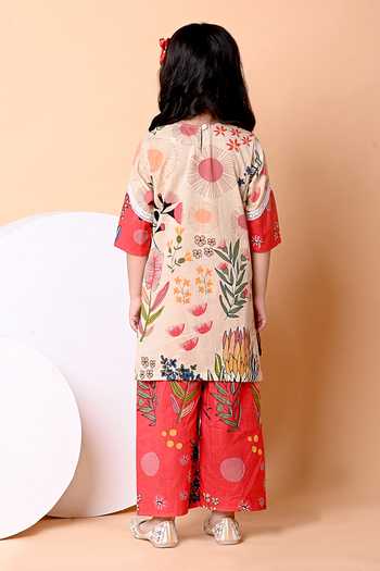 Shop_THE COTTON STAPLE_Ivory Cotton Lex Floral Print Kurta Set _at_Aza_Fashions